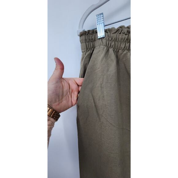 New NWT Wide Leg Linen Blend Pants Green Army Size Large‎ - Picture 5 of 10